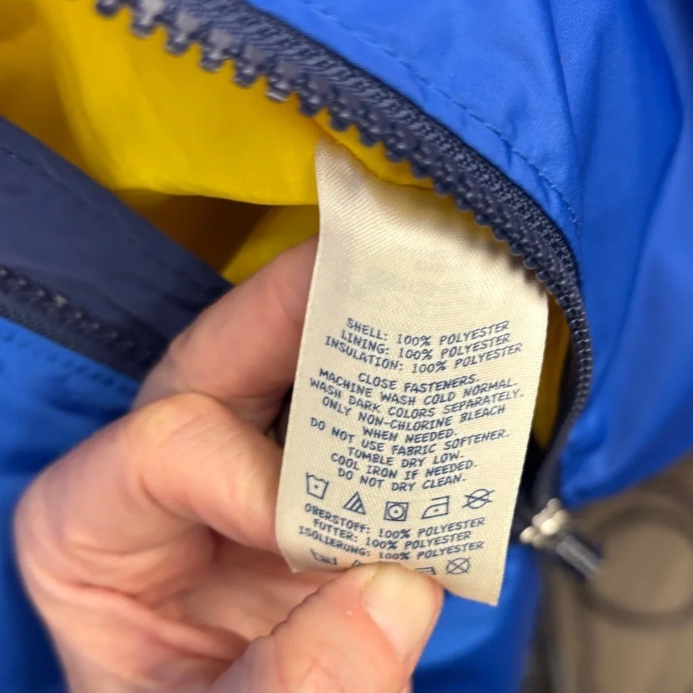Lands' End Kids’ XL (18-24yo) Navy & Yellow Full Zip, Hooded Jacket